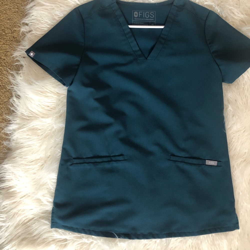 Figs Casma Scrubs Top Carribean Blue